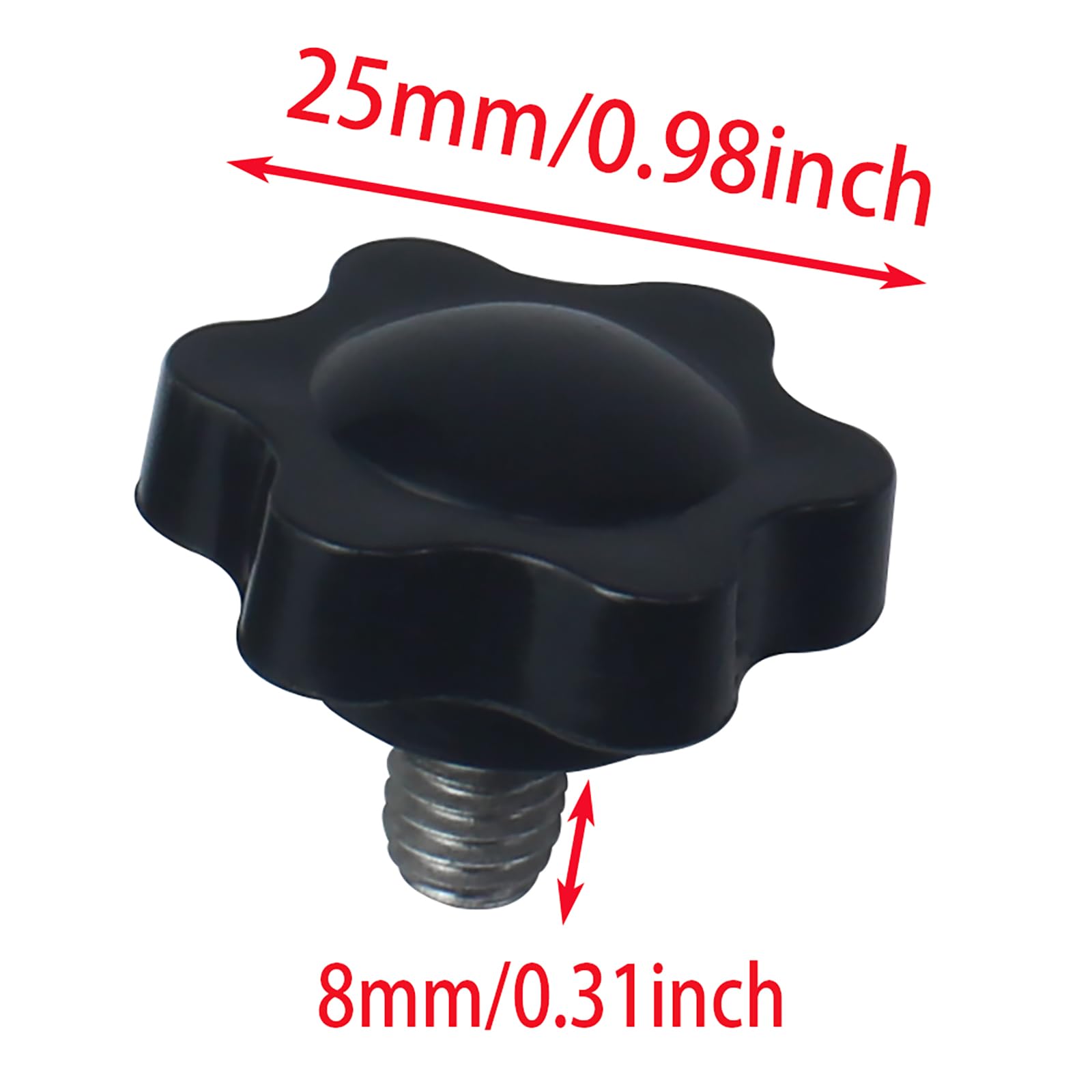 GWYAN 6 Pcs M6*8MM Star Handle Black Plastic Threaded Clamping Knob Hexagonal Knob Handle