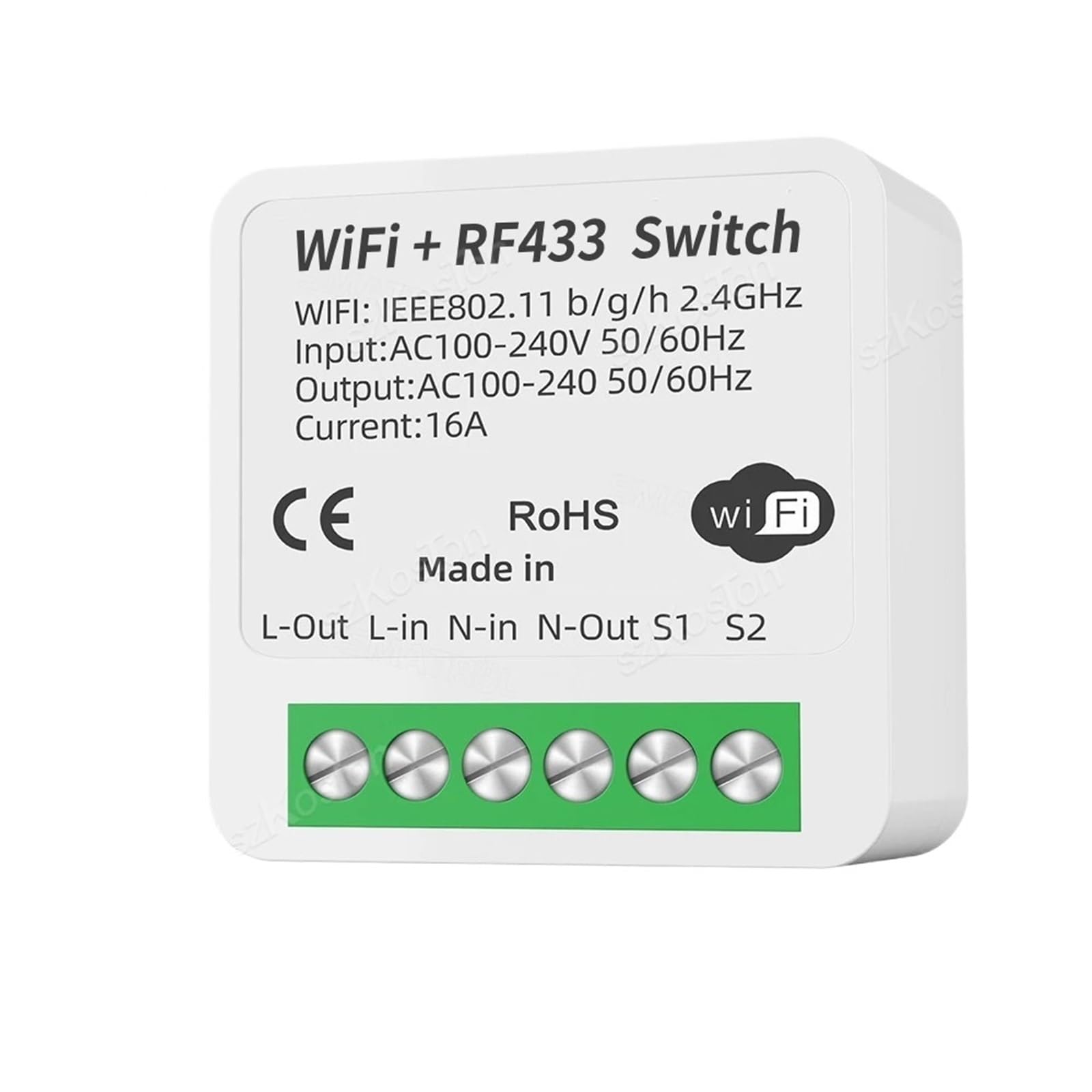 Módulo de interruptor inteligente WiFi Tuya RF433, minireceptor de relé de 16 A, controlador de automatización del hogar inteligente DIY, compatible con Alexa y Google.
