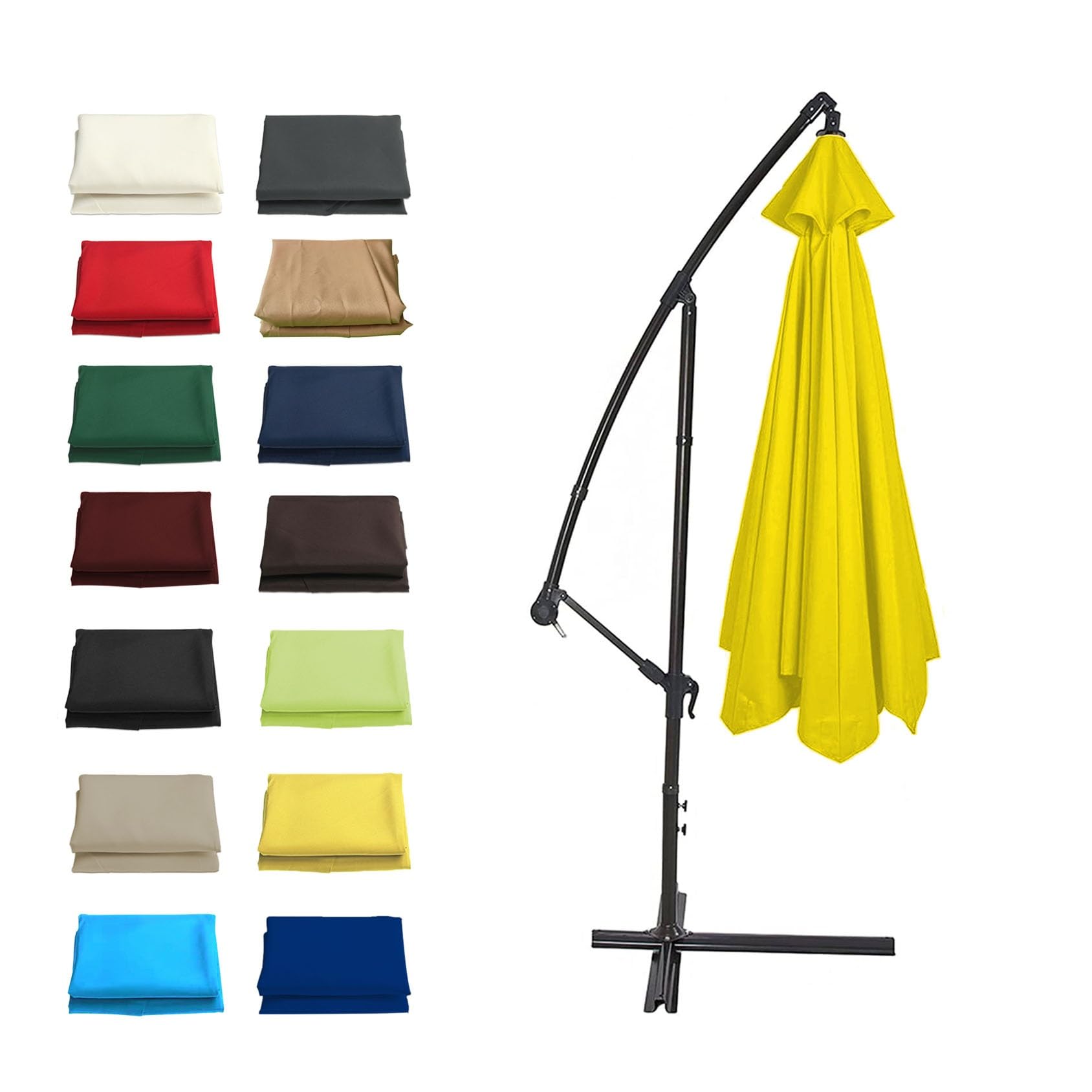 GZDXBF 6 Ribs / 8 Ribs Umbrella Fabric Canopy Cover, 200/270/300cm Patio Umbrella Replacement Cloth Canopy, Easy To Install/Washable/Breathable(Color:Yellow,Size:8 ribs: 3m/9.8ft)