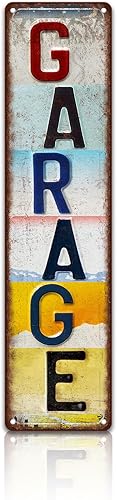 Letreros de metal para decoración de pared de garaje vintage, 4 x 16 pulgadas