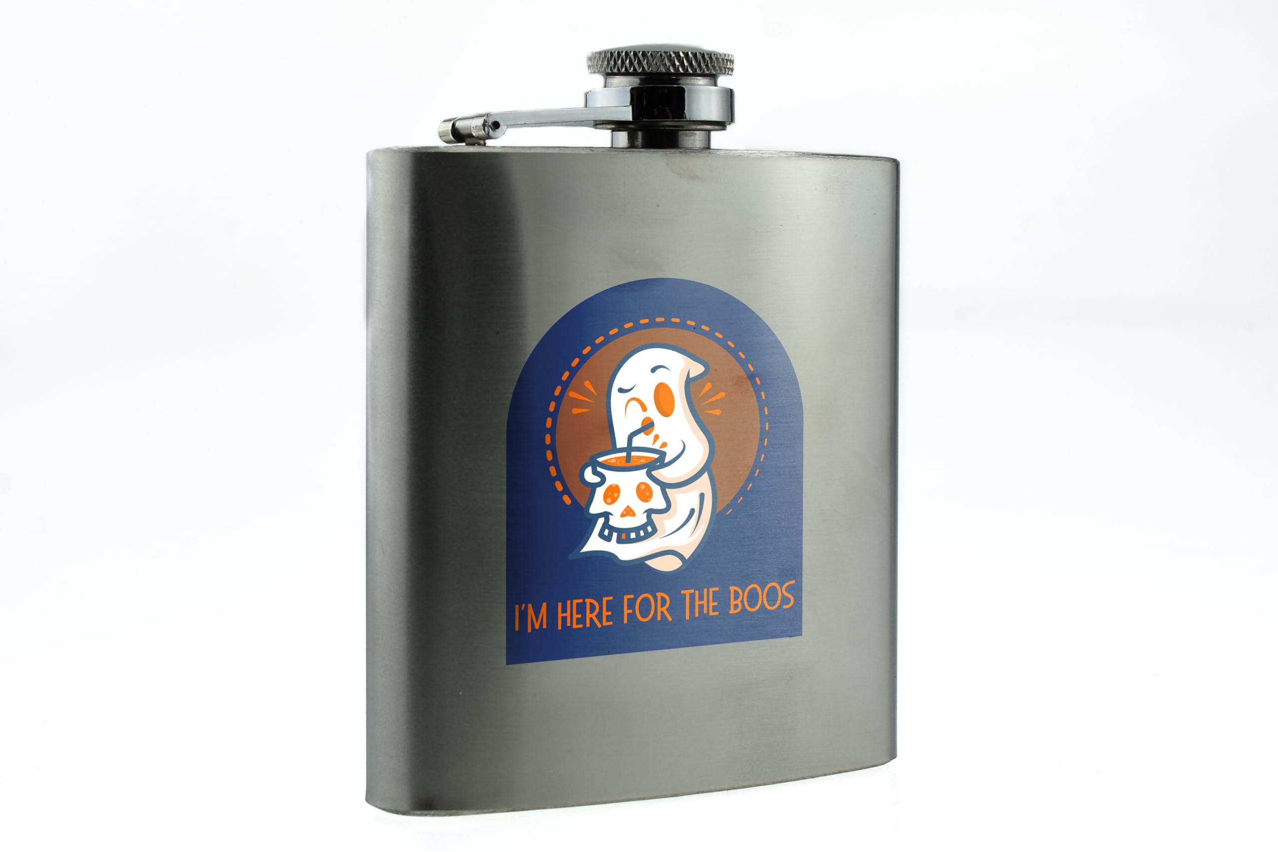 Supernatural Ghost Design Hip Flask Gift Set - Funny Whisky, Vodka, Gin, Rum Stainless Steel Flask for Him, Dad, Brother, Uncle - Ghostly Halloween Themed Colourful Flask - Fun Gift,