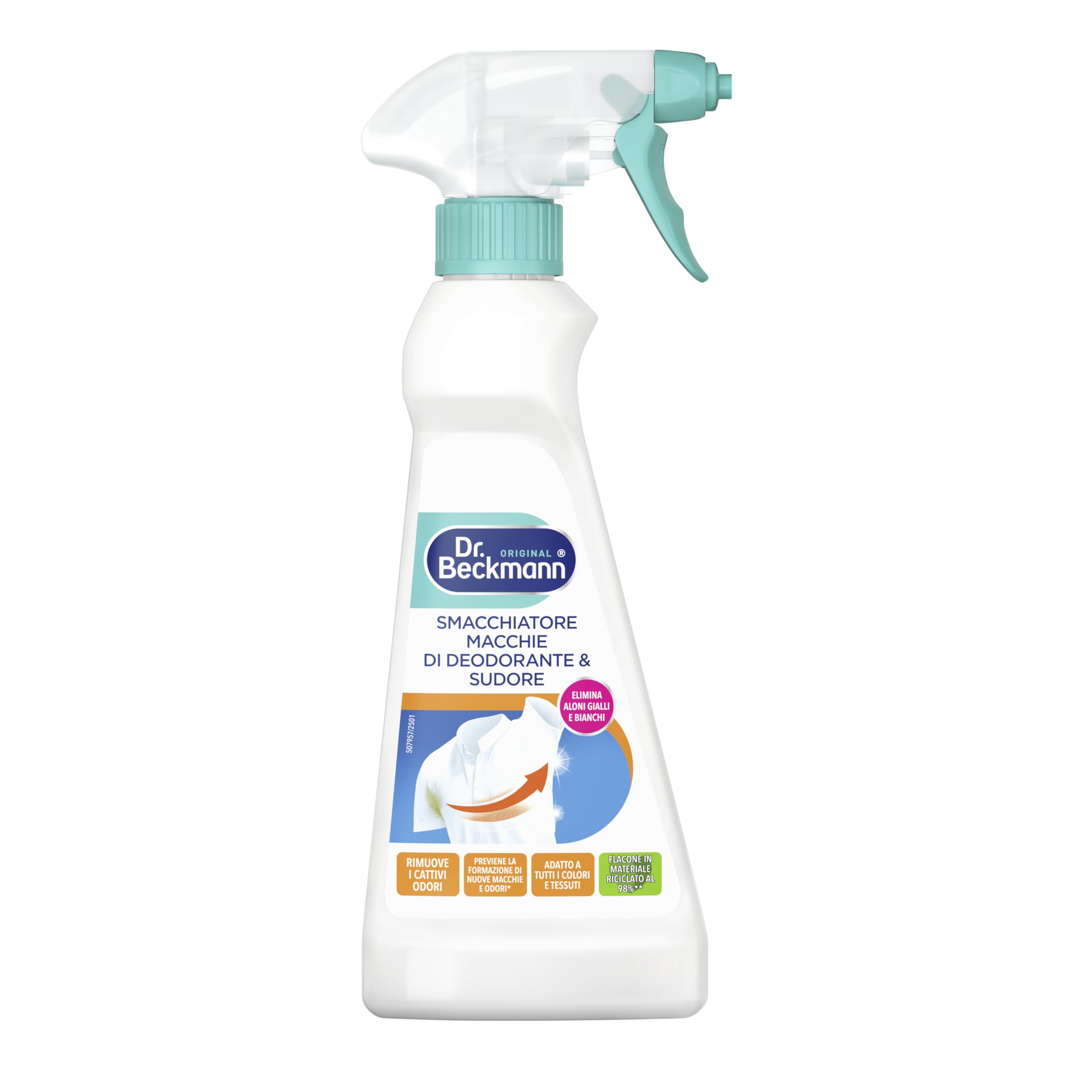Dr. Beckmann Smacchiatore Macchie di Deodorante e Sudore | Lo smacchiatore specifico per eliminare macchie di deodorante e sudore | 250 ml