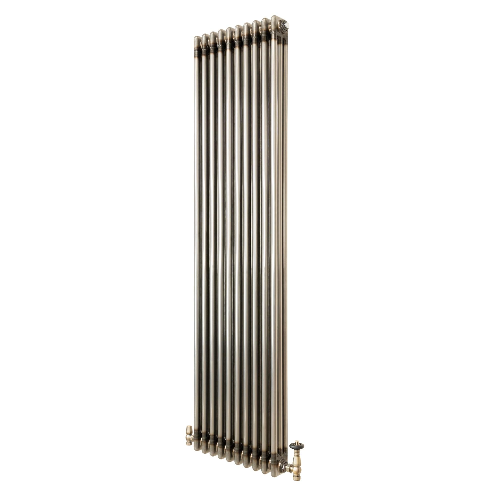 Monstershop Unisex Silver Traditional 3 Column Radiator & Valves - 1800 X 470Mm - Raw Metal In