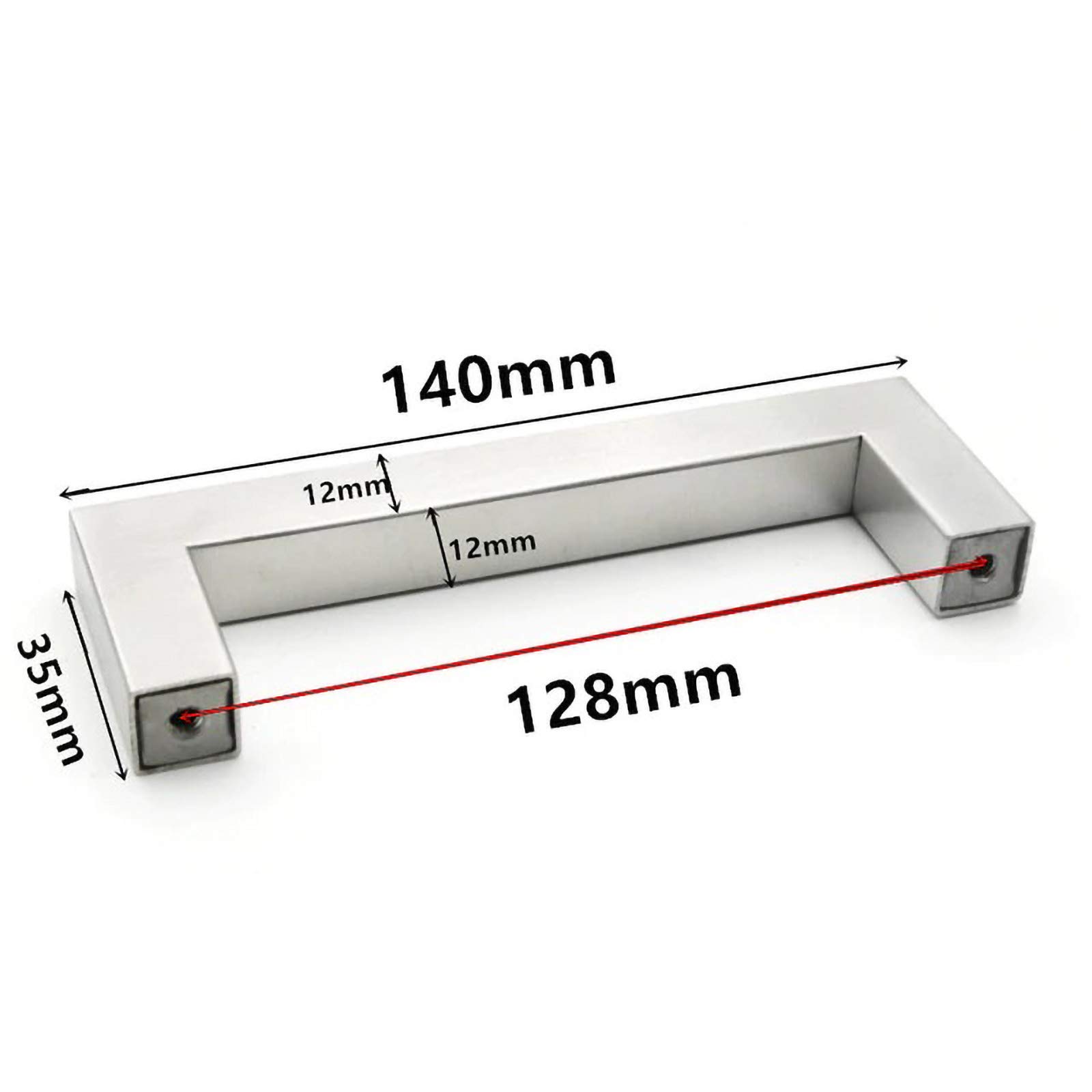 10 Stück Möbelgriffe Edelstahl Schrankgriffe Küchengriffe Schubladengriff für Kleiderschrank Küche Silber Lochabstand (160mm) (Silber 128mm)