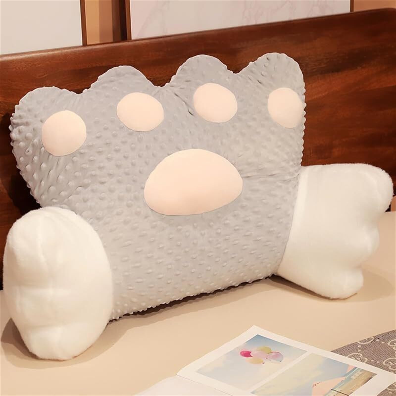 ZXGRfdefa reading pillow, Comfortable Removable Waist Backrest Cute Cartoon Shape Pillows Washable Arm Back Support(Grey,50 * 65cm)