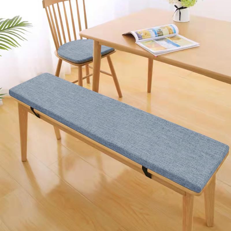 Cojín de banco antideslizante y lavable con funda extraíble azul