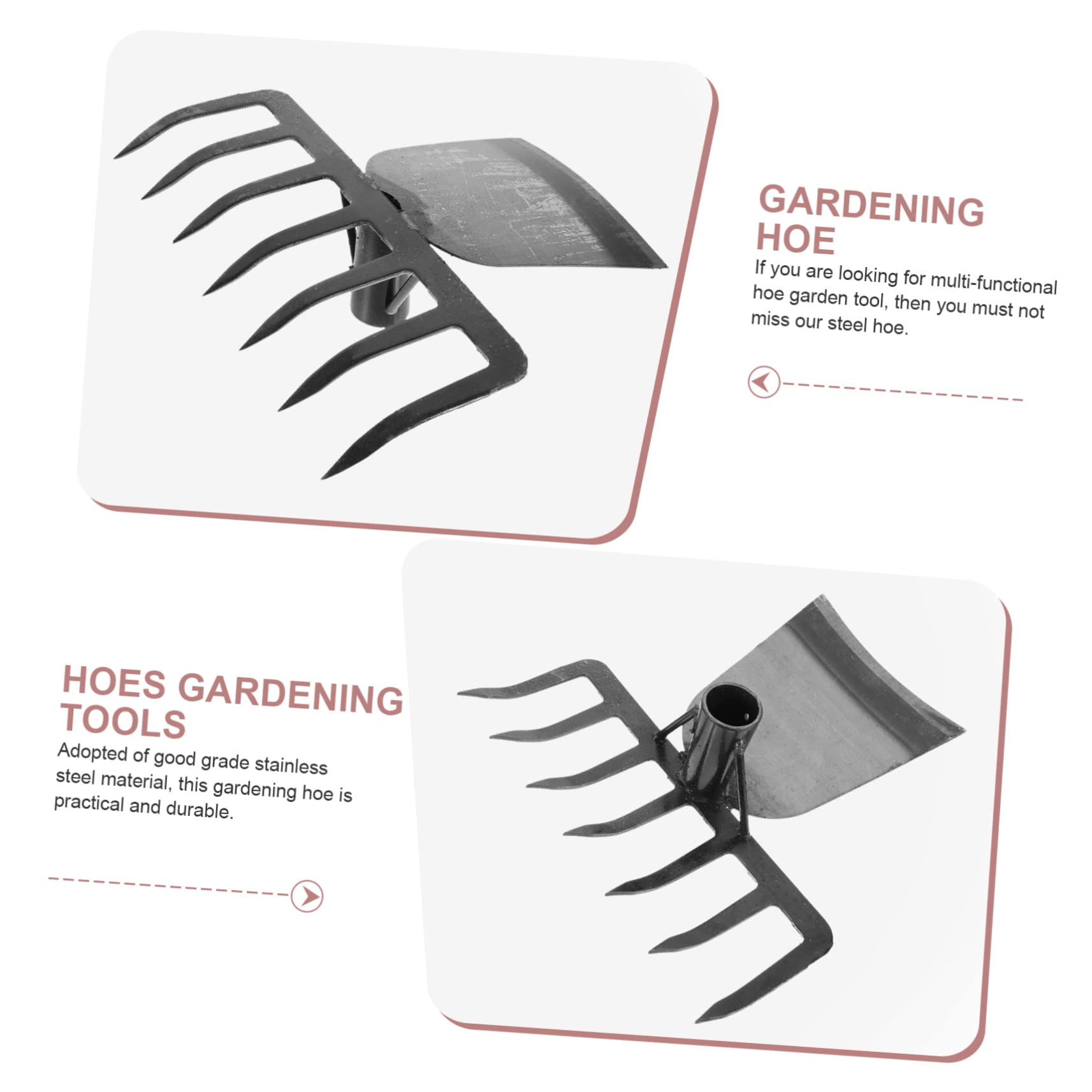 Attrezzo da Giardinaggio Multifunzione con Rastrello e Forca | Acciaio Inossidabile Nero, Design Robusto per Lavorare con Efficienza, per Orto e Piantine
