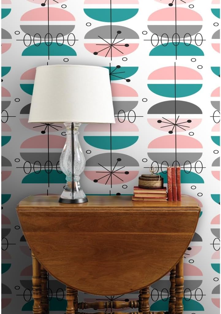 Spoonflower Commercial Grade Wallpaper 27ft x 2ft - Atomic Mid Century Midcentury Modern Vintage Inspired Retro Traditional Wallpaper