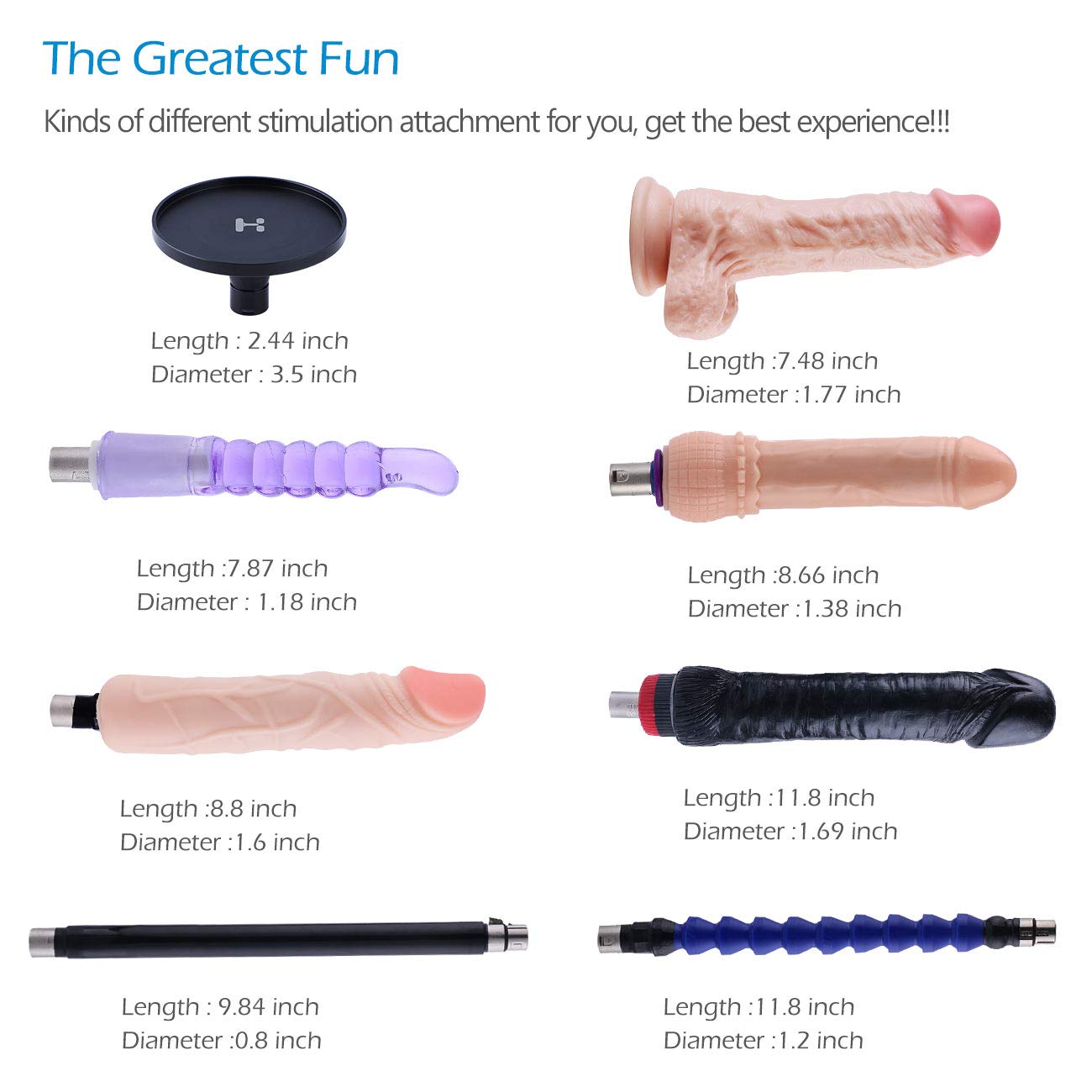 Sex Machine Fucking Machine Interfaccia 3XLR con 8 accessori Diametro 8,9 cm Love Machine Adapter Giocattoli adulti del sesso per le donne Orgasmo anale della vagina