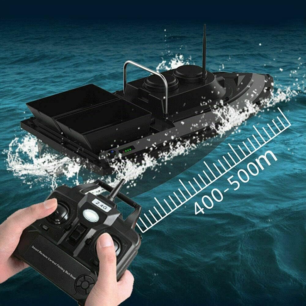Futterboot, RC Fischköder Boot mit 2 Unabhängigen Köderfächern Cruise Köderboot Kabellos Angelköder Fischfinder Ferngesteuertes Boot 5200mAh 500M