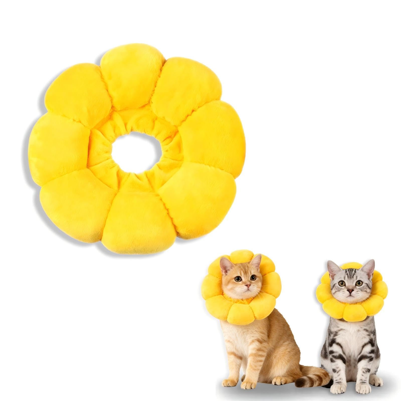 Cat Cone Collar Soft Cat Recovery Collar Cute Sun Flower Cats Neck Cones, Adjustable Pet Recovery Collar for Cats Anti-Bite Lick