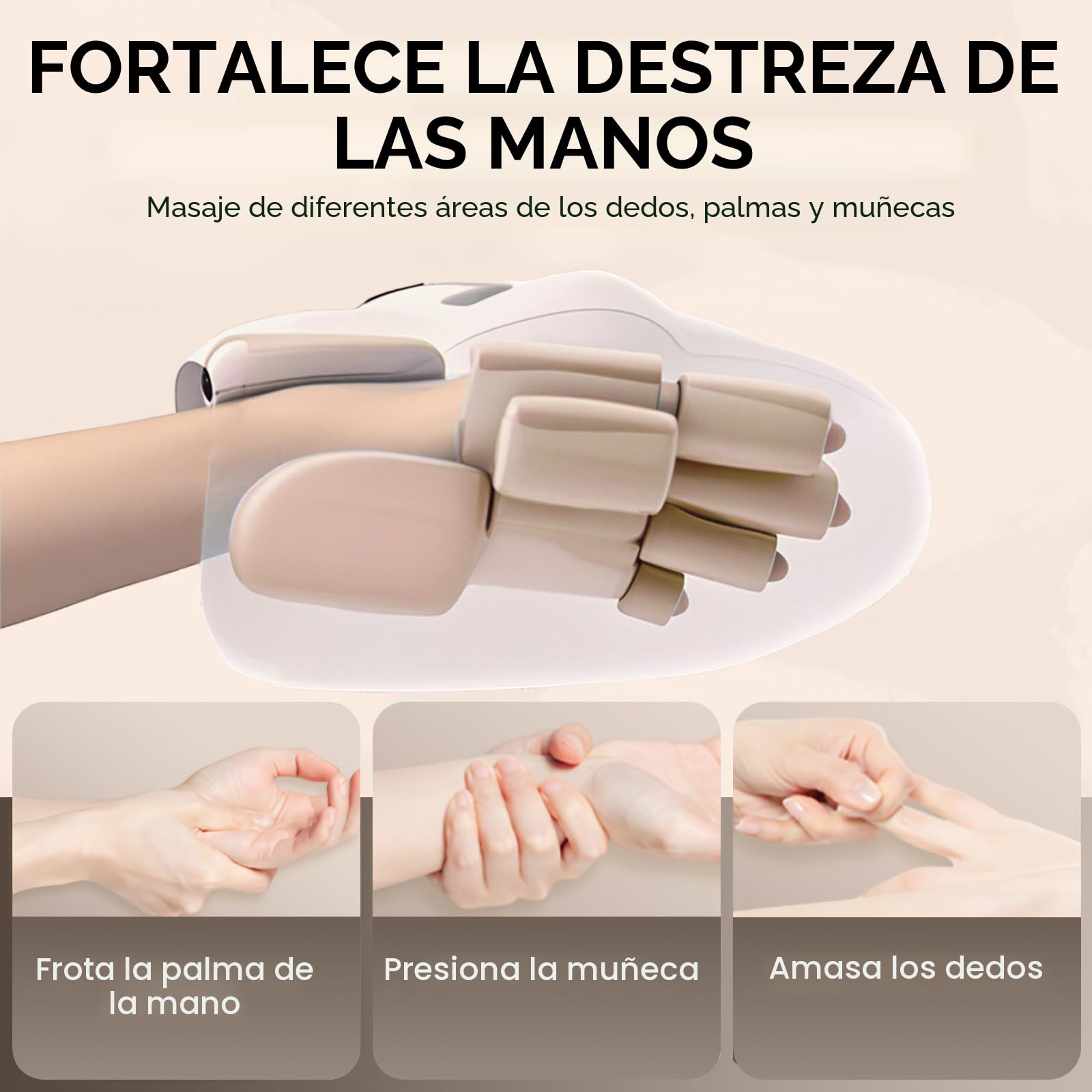 Masajeador de mano artrosis, masajeador de mano, masajeador de mano eléctrico, 3 modos y 5 varillas, con termoterapia, amasado similar a las manos humanas, regalos para familiares y amigos