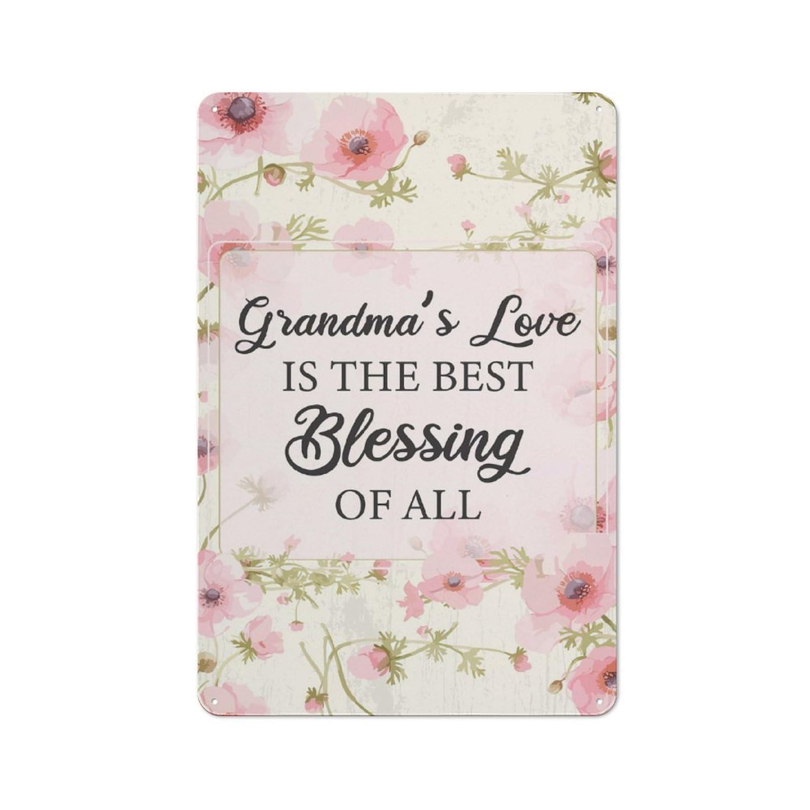 Junmoney Style-16 Office Metal Sign With Grandmas Love Blessing Design 30X20cm, Classic Study Room Decor For Office, Study, Studio Or Hallway