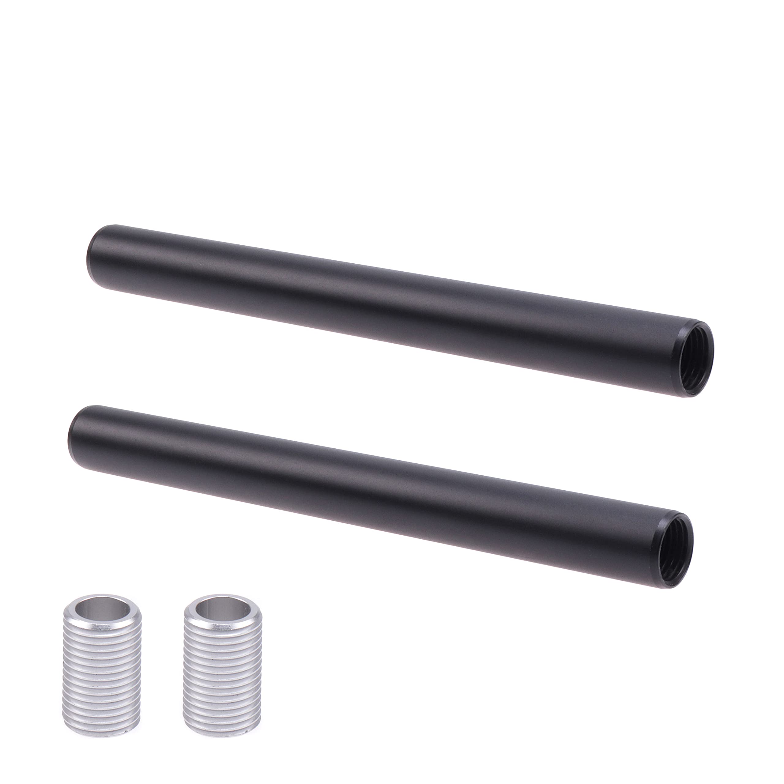 Fotga 2 Pack 6inch /15cm Aluminum 15mm Rod for 15mm Rail Base Plate System DSLR Follow Focus Matte Box Camera Cage Shoulder Pad