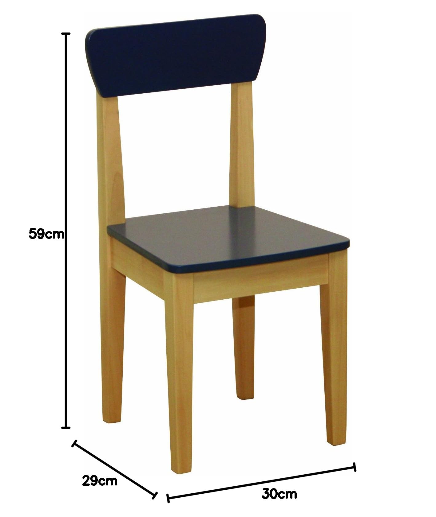 roba Kinderstuhl, Stuhl mit Lehne für Kinder, Holz natur und blau lackiert, HxBxT: 59x29x29 cm, Sitzhöhe 31 cm