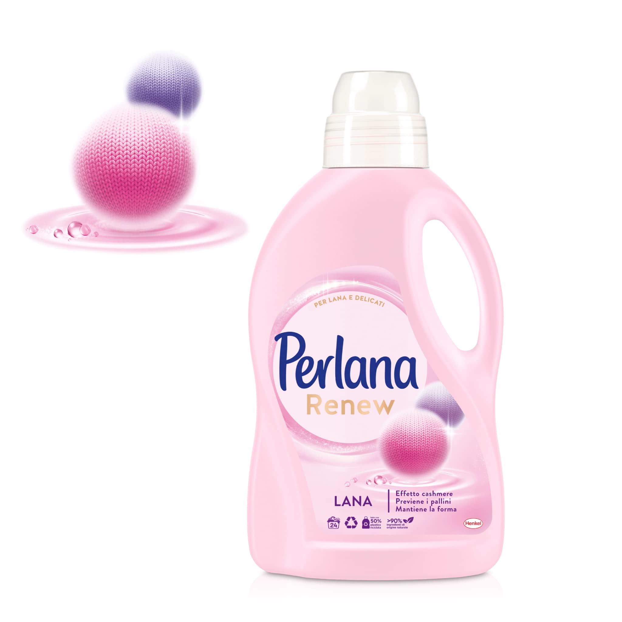 Perlana Renew Lana Rosa - Detergente para lavadora (efecto cachmere, 24 lavados)