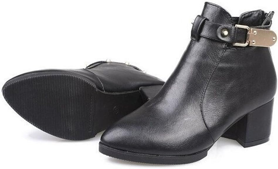 Boots Zip Ankle Leather Black Size 6