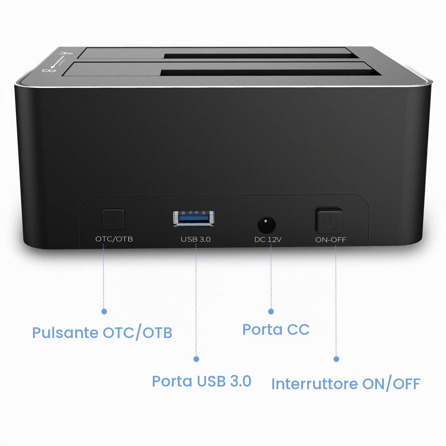 RSHTECH USB 3.0 Aluminum Dual Bay Hard Drive Dock per 2.5&3.5 SATA HDD SSD, Supporta Schede SD TF e Funzione di Clonazione Docking Station per Dischi Rigidi, Supporto 2 Unità da 16 TB（RSH-DS02）