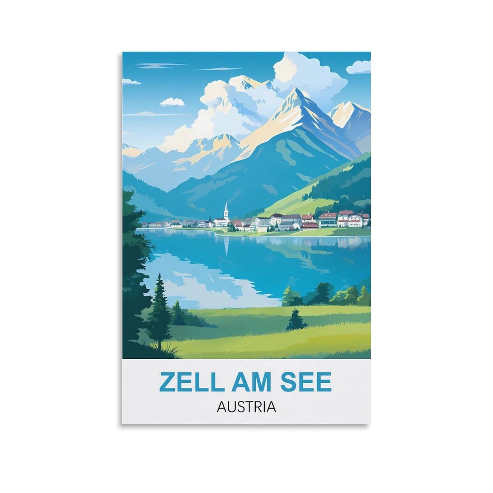 Ctzikww Unframe-Style Zell Am See Austria Vintage Travel Posters 16X24inch(40X60cm) Canvas Art Prints Picture Wall Art Painting
