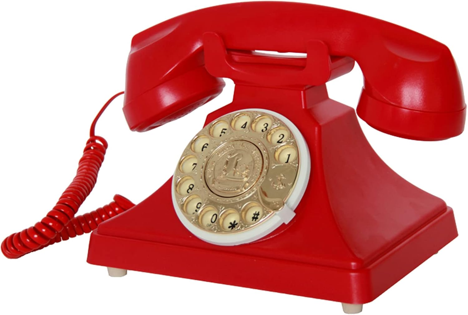 Decorative Telephones Retro Phone, 1960'S Retro Dial Phone, Manual Button Phones, Vintage Corded Telephone for Home Decor,Red