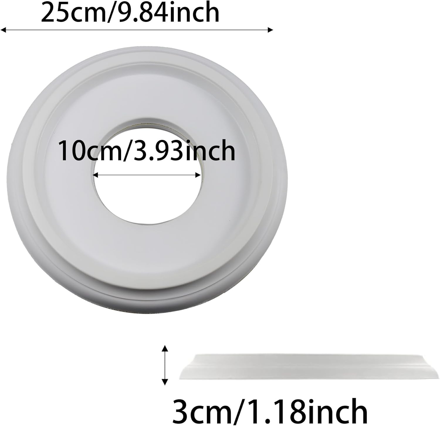 2Pcs 10" OD x 4" ID Molded PU Ceiling Medallion for Light Fixtures and Ceiling Fans, White Home Lighting Ceiling Medallions for Chandeliers and Home Lighting Decor