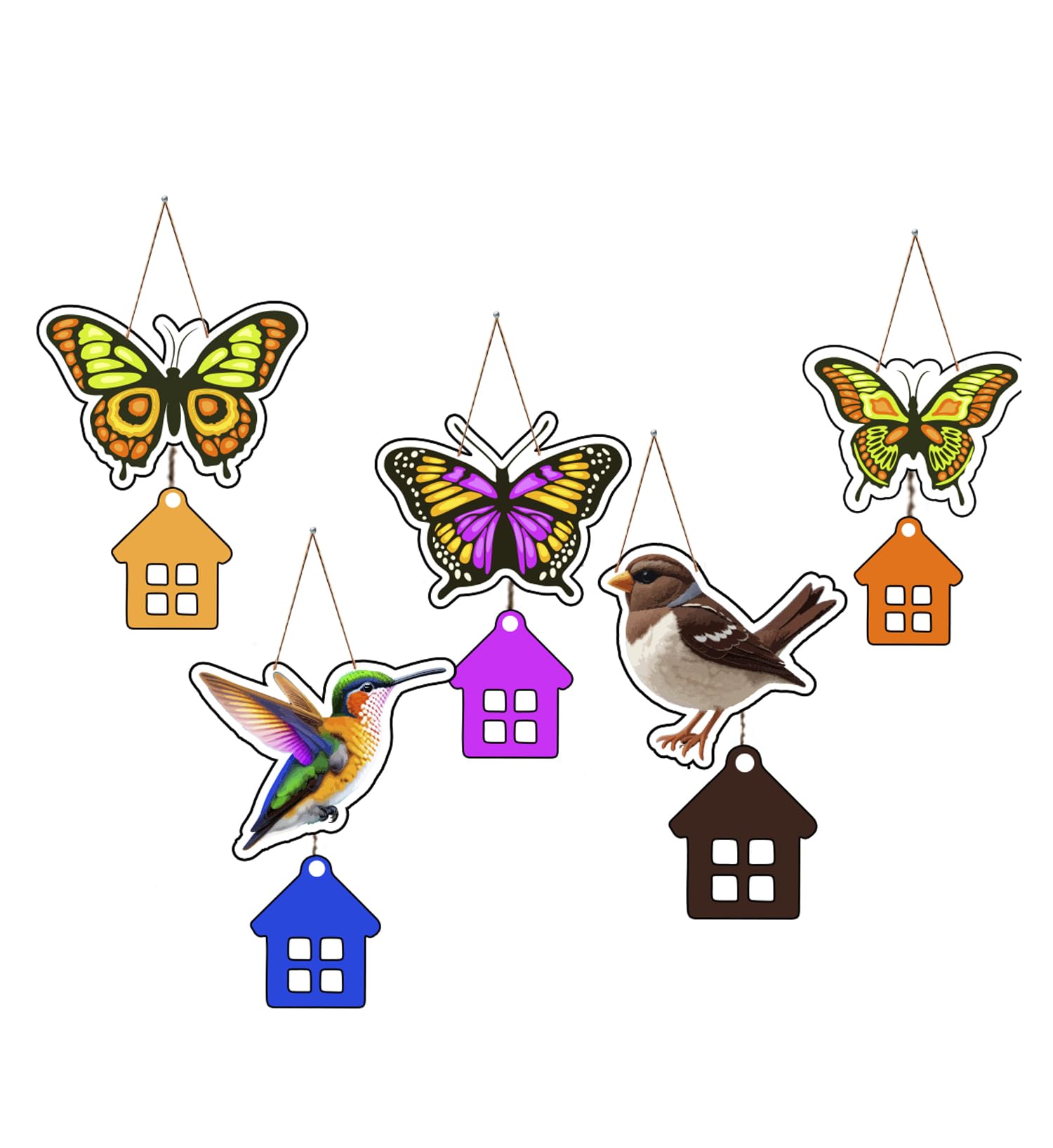 Gift Me Bazar Beautiful Butterfly Sparrow Wooden Wall Hanging for Home Decoration | Festive Decor Art Items | Balcony, Living Room, Bedroom, Office Decorative Door Hanging-image-1