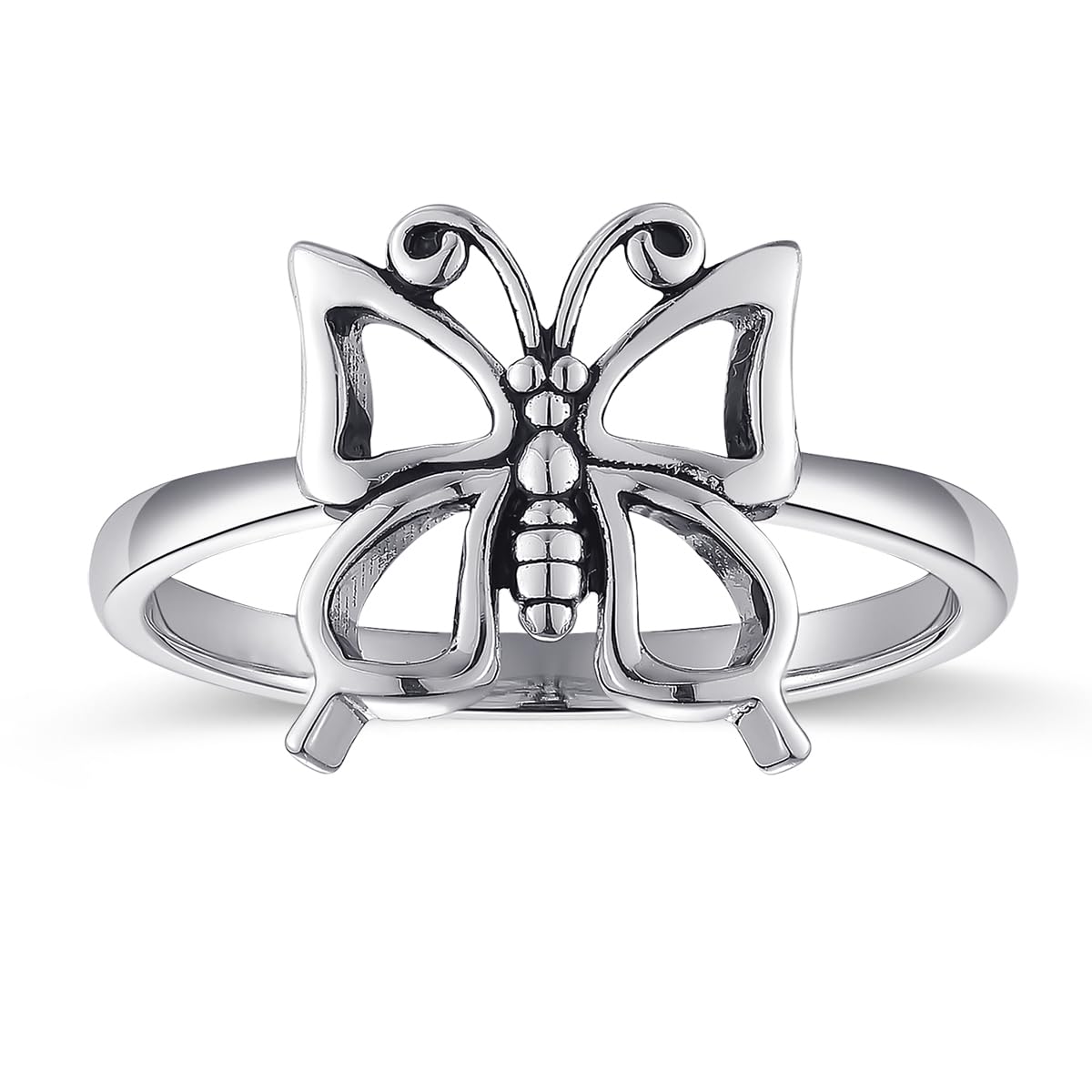 AVECON Womens Butterfly Rings 925 Sterling Silver Stacking Rings Size 5-10
