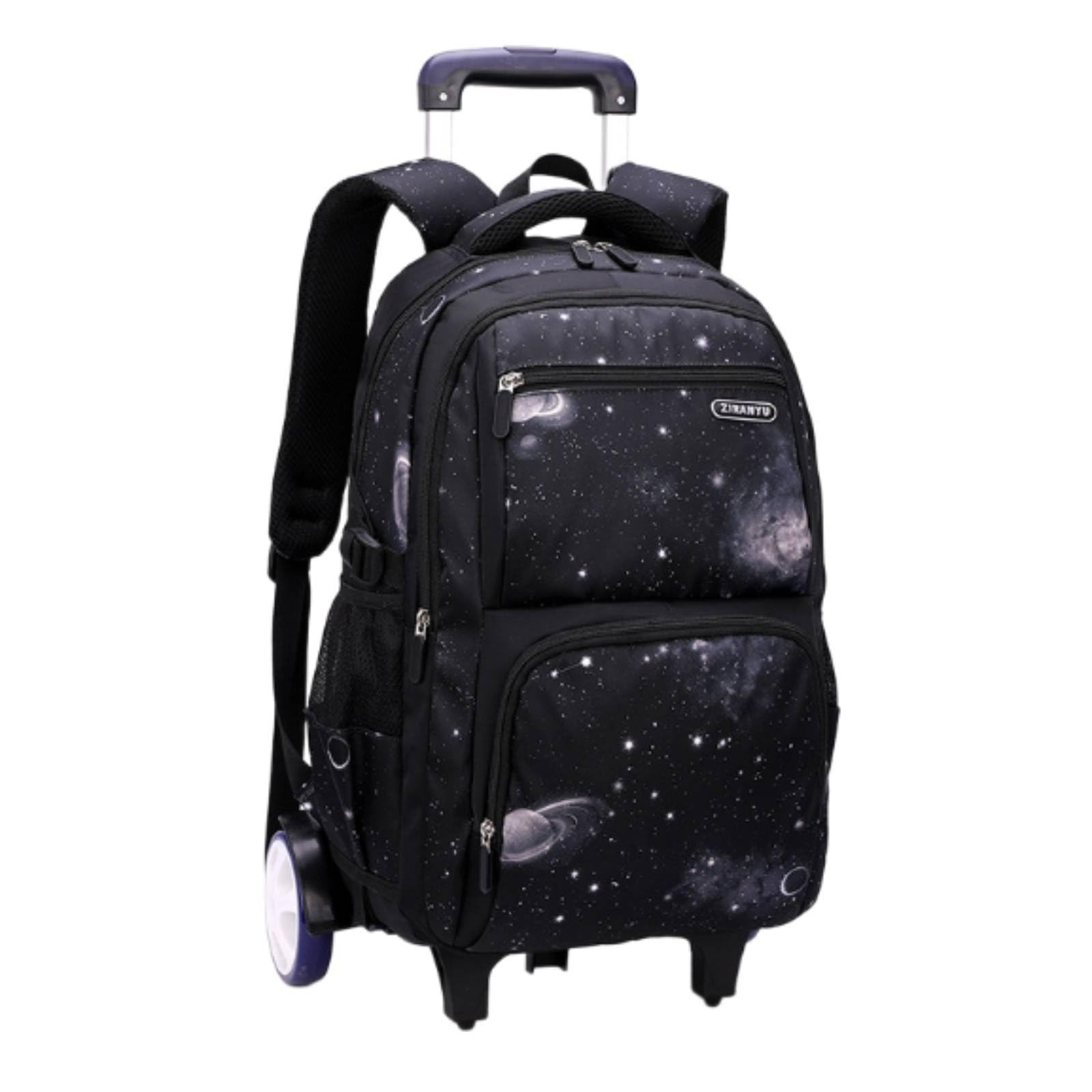 Mochila Escolar con Carrito Trolley Estudiantil Maleta Escolar Bolso con Ruedas de Ruedas para Escaleras y Superficies Irregulares Gran, Negro, size to 3