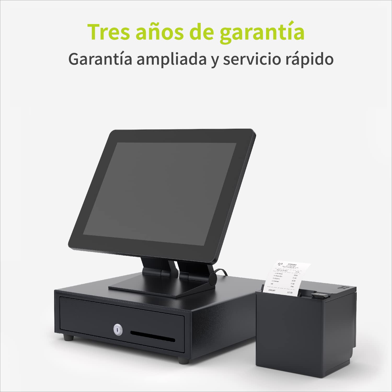 ACROPAQ Caja registradora - Apertura eléctrica con conexión RJ11, 33 x 33 cm, Con caja monedas, Encajable bajo cantador - Cajon caja registradora, Caja registradora negocio - Negro