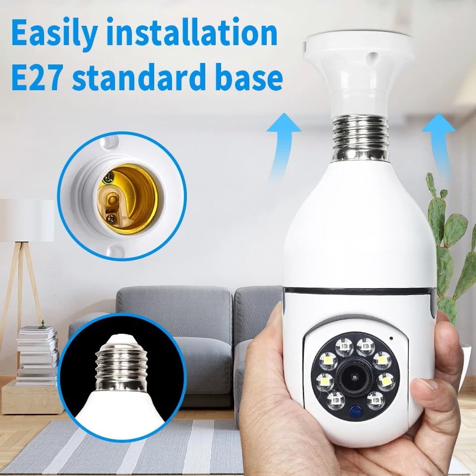 Image of OTOOBEST Outdoor Security Camera, WiFi PTZ Dome Camera with Night Vision, Mobile App Control, White (Bulb-Camera)