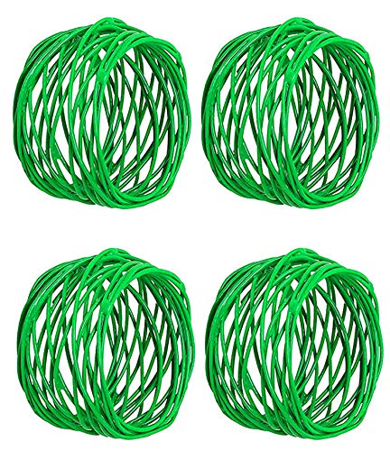 Image of SKAVIJ Handmade Twisted Wire Mesh Napkin Rings Holders Decor Dinner Party Wedding Thanksgiving Christmas Gathering (Green 4pcs)
