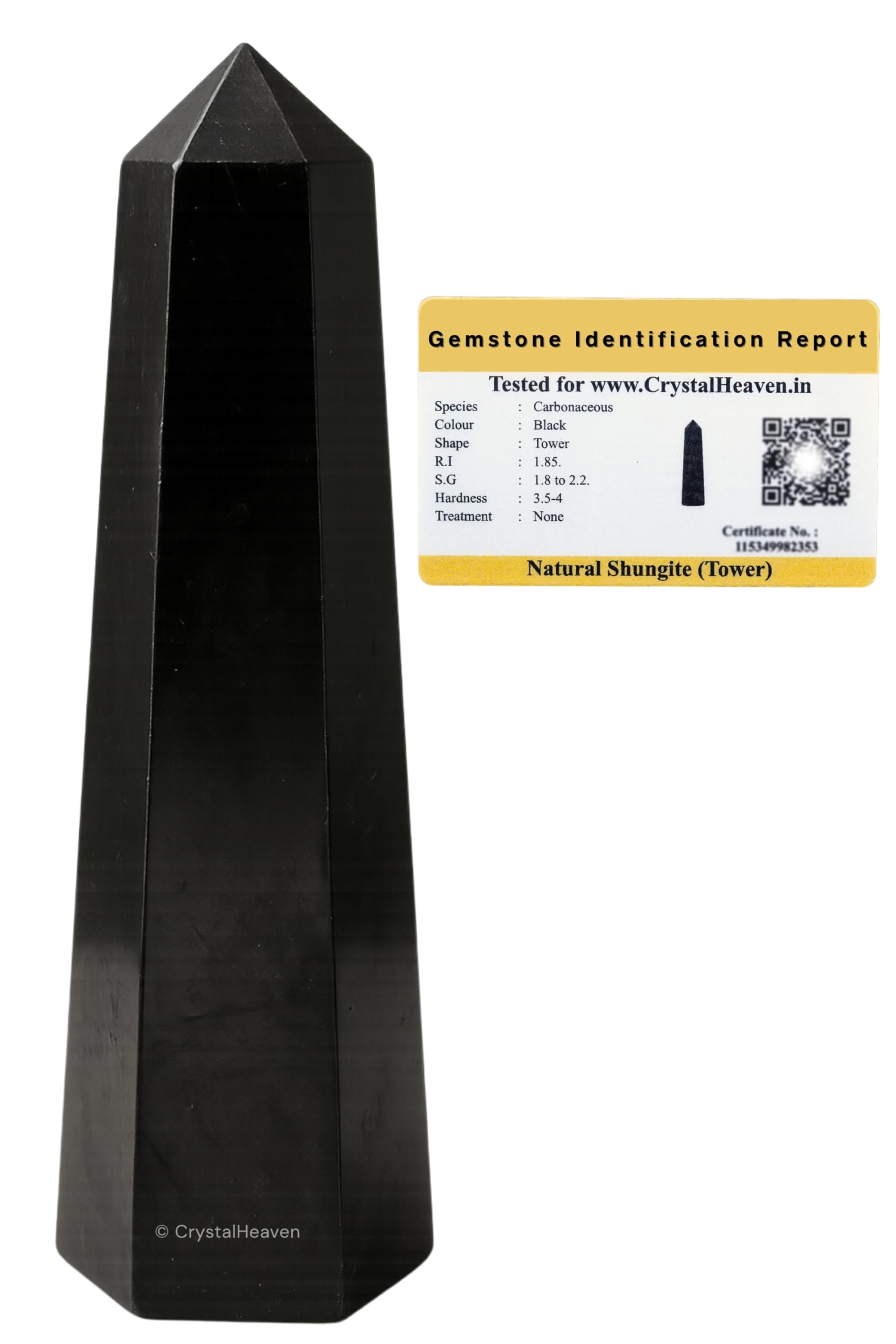 Crystal Heaven Shungite Tower Obelisk Point for Chakra, Healing and Balancing - AAA Grade Original Certified Gemstone Agate for Reiki Meditation Yoga Spiritual (2-3 Inches)