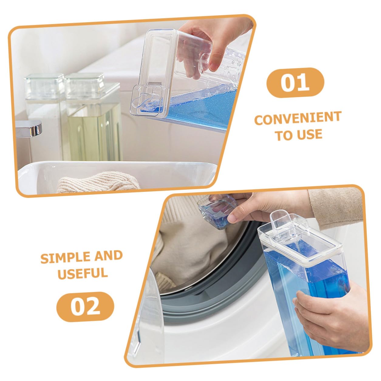 Dispenser per Detersivo Bucato Trasparente 2 Pezzi in Pet e Ptr, Grande Capacità, Pratico da Trasportare, Contenitore Multifunzione per Sapone e Lozione