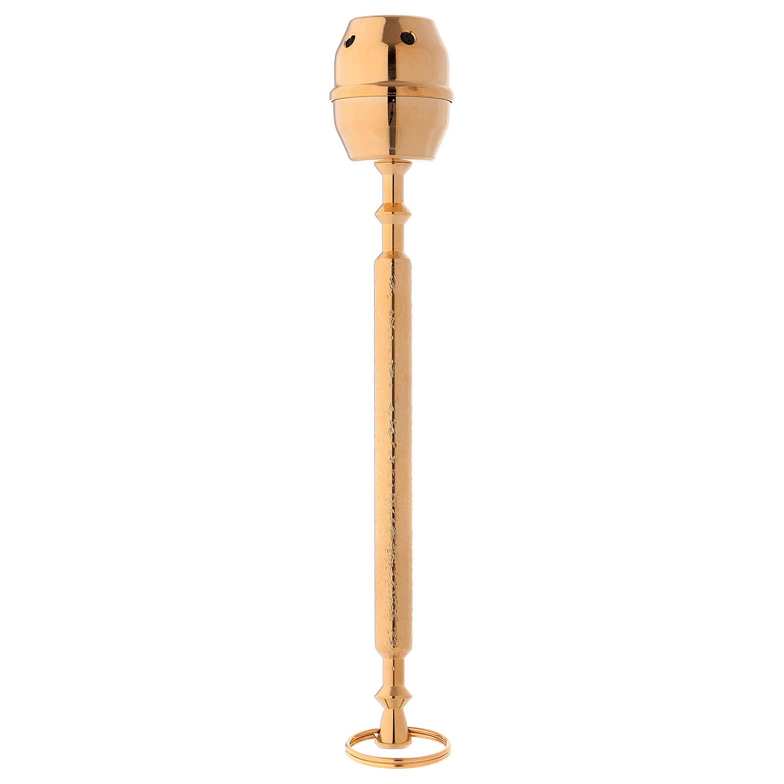 Holyart Accessori per Benedizione: Aspersorio Metallo Lucido Ottone Finitura Dorata