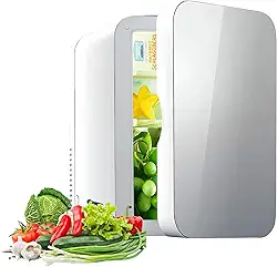 Mini geladeira compacta,geladeira pequena portátil de 6-8 latas refrigerador pequeno de 6L,adaptadores 220V AC/12Carro DC,para bebidas,alimentos,cuidados com a pele,quarto,dormitório,escritório,carro
