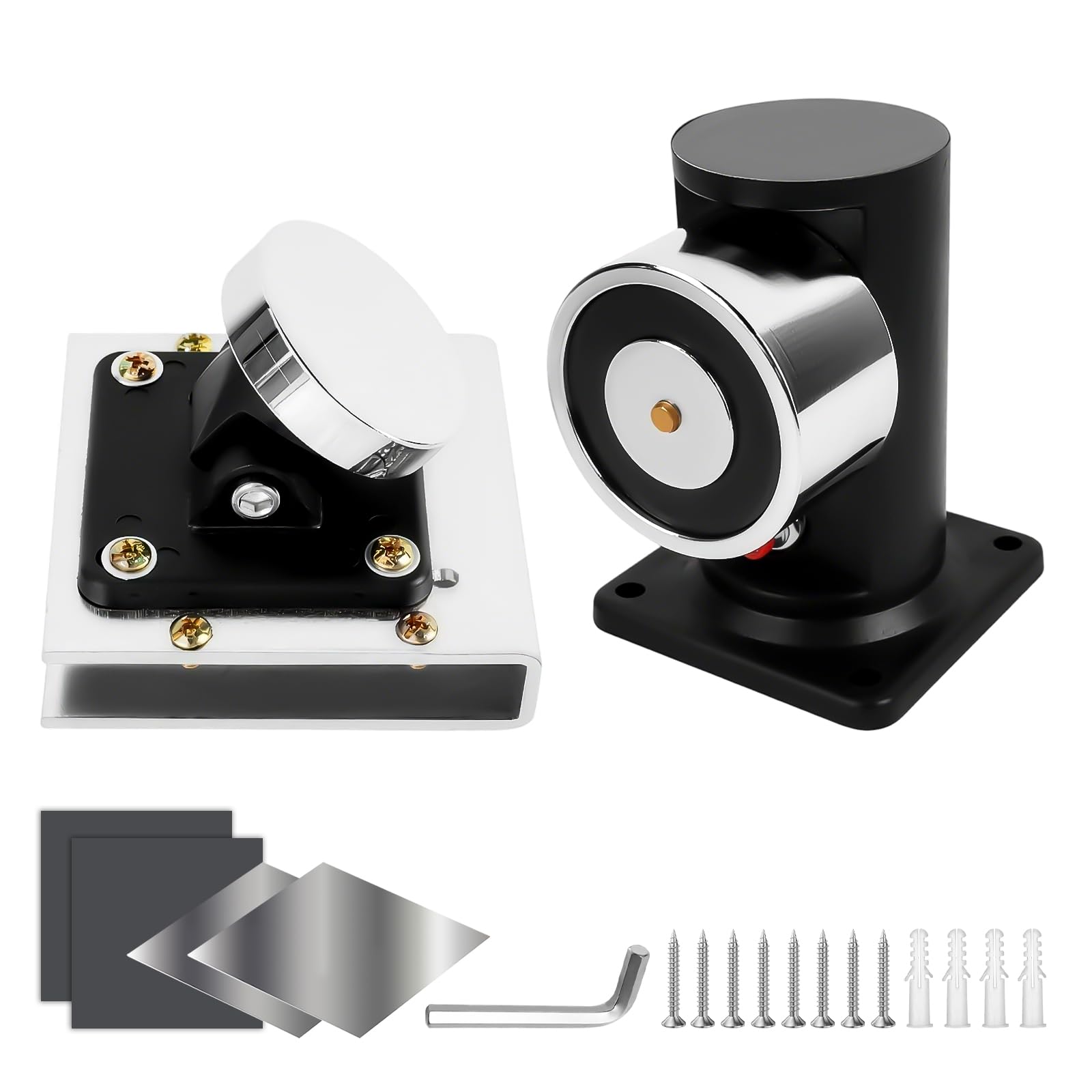 Elektromagnetischer Türstopper (12 V DC), Edelstahl, verlängerte Bodenmontage, Haltekraft 60 kg (132,3 lbs), elektrisch-magnetisches Schloss für 12–20 mm dicke Glastüren, Zutrittskontrollsystem