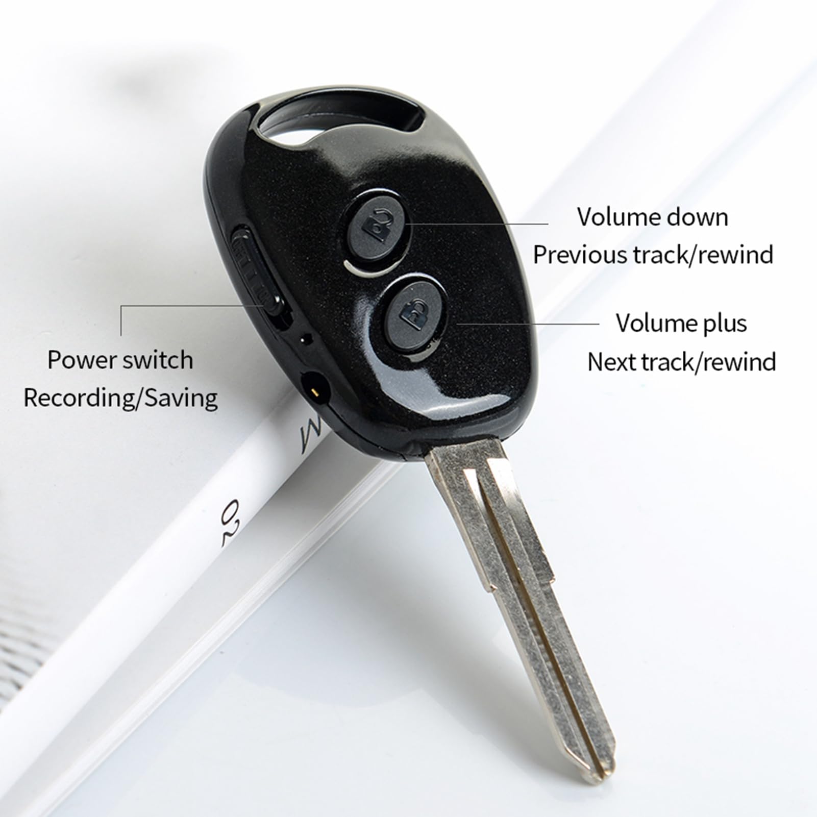 Grabadora de Voz M1 con Forma de Tecla, Grabación y Reproducción Activada por Voz, Reproductor MP3 con Cancelación de Ruido, Grabadora de Audio con Auriculares para Clases de (8GB)