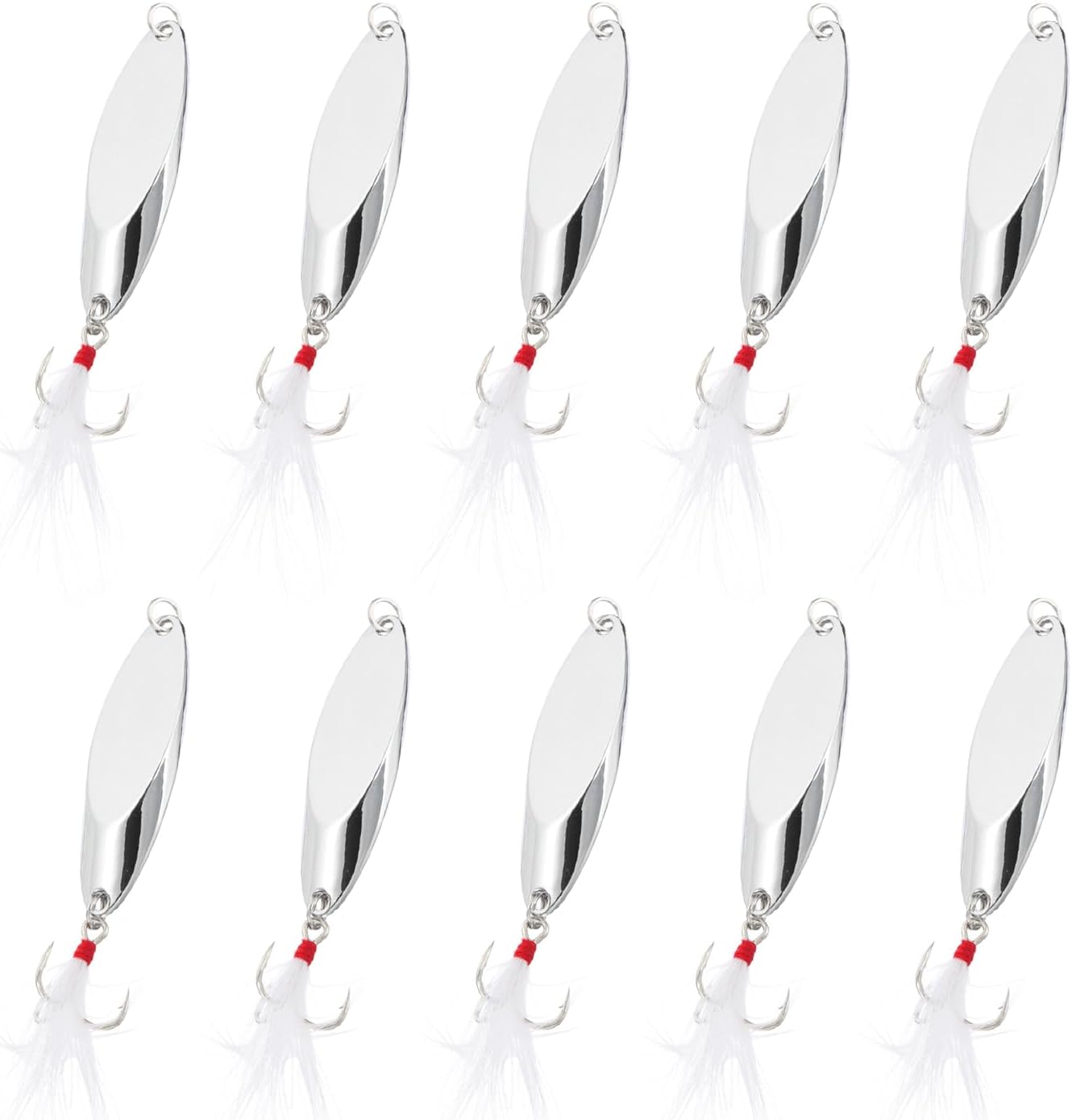 PATIKIL Fishing Spoons, Fishing Lures Casting Spoon Treble Hooks Jigs Hard Metal Spinner Baits