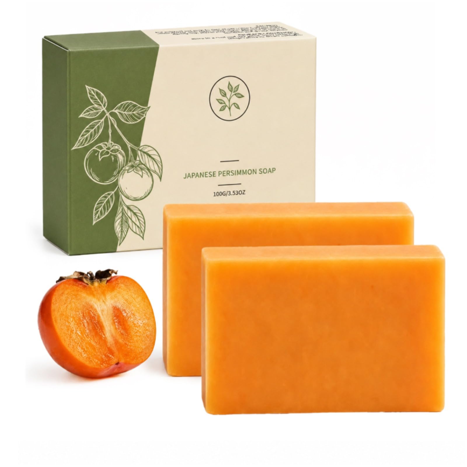 Kaori Original Persimmon Soap, Natürliche Anti-Körpergeruch Seife (2 Stück) | Feuchtigkeitsspendend