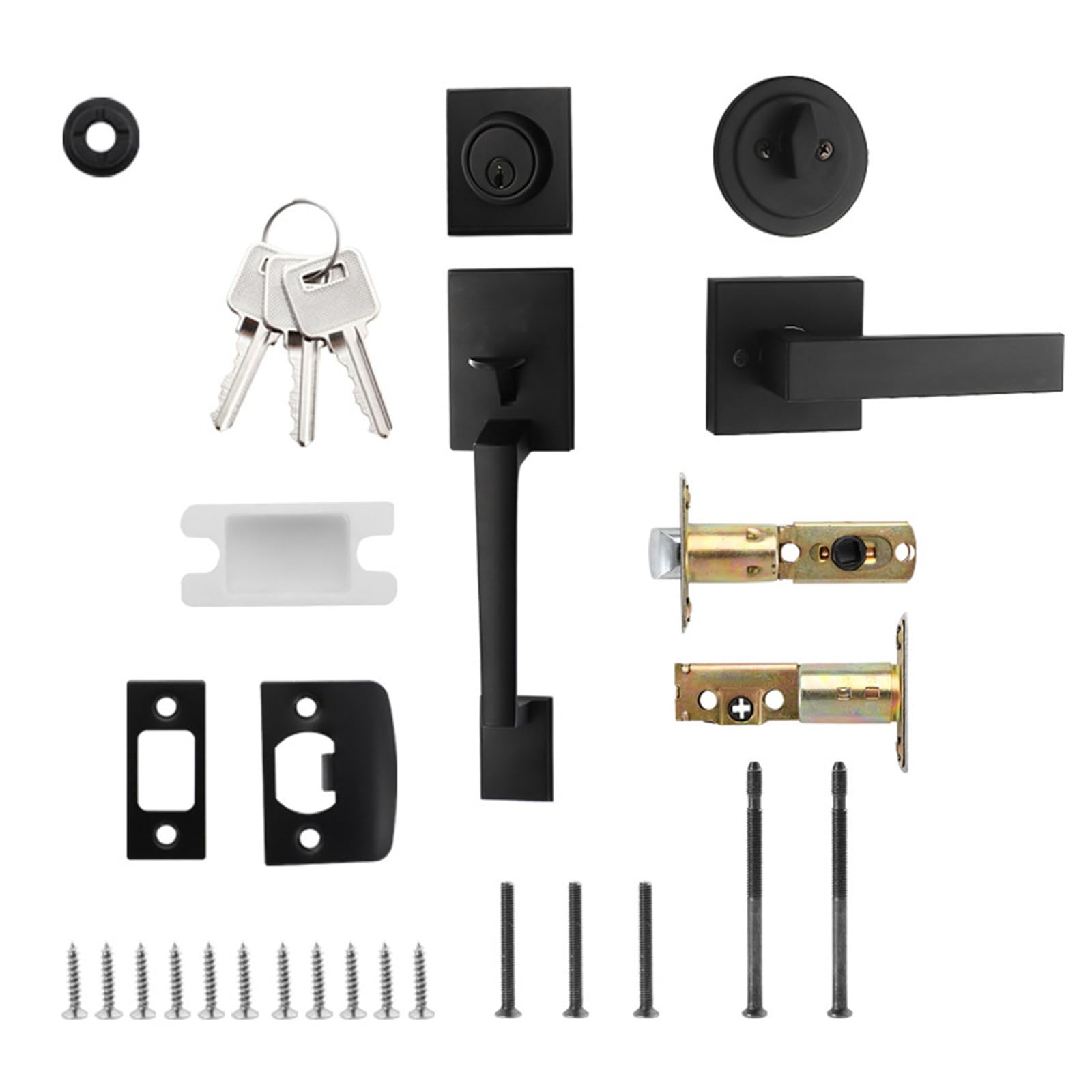 Buxuaaaa Black Door Handle Set No Adjustable Mount Door Handle Set Reversible Suitable For Right/Left Handed Entry Hardware