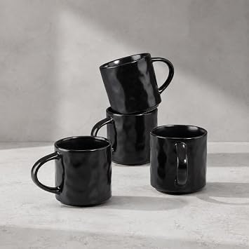 HaWare Coffee Mugs Set of 4, 14 Ounce, Matte Black