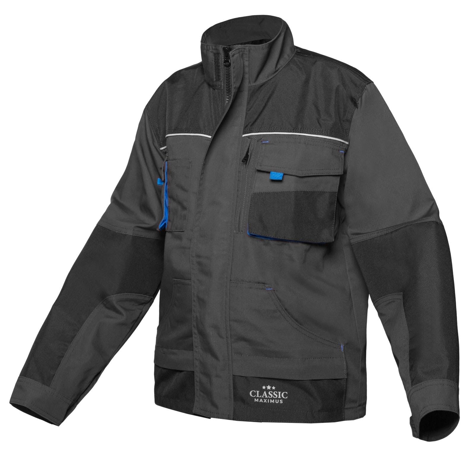 Arbeitsjacke Herren Sommer Blouson 6 Taschen Ellenbogenverstärkung Reißverschluss Dreifachnähte Klettverschluss Handytasche Berufskleidung Handwerk Baustelle Werkstatt Industrie Montage Freizeitjacke