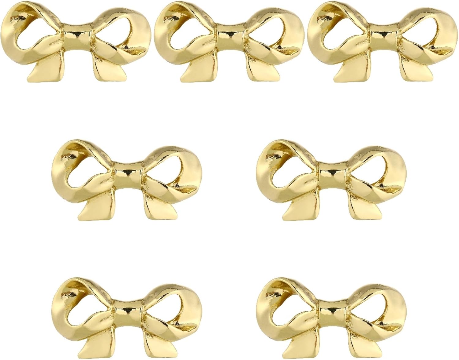Gold Bow Drawer Pulls - Elegant Brass Cabinet Knobs for Dressers Cabinets and Wardrobes 7 Pack