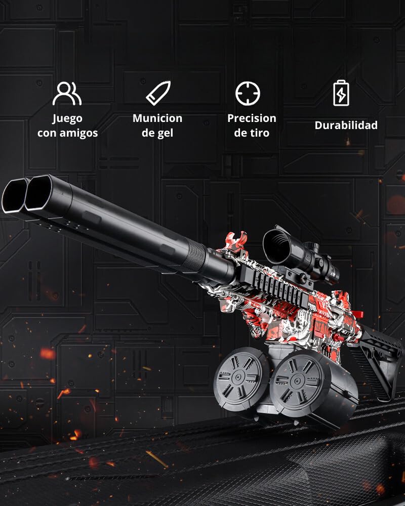 Gel Blaster M4,Pistola de Bolas de Gel Eléctrica,60.000 Balas.Modelo Realistico.Juego Táctico,Disparos y Puntería para Jugar con Amigos.