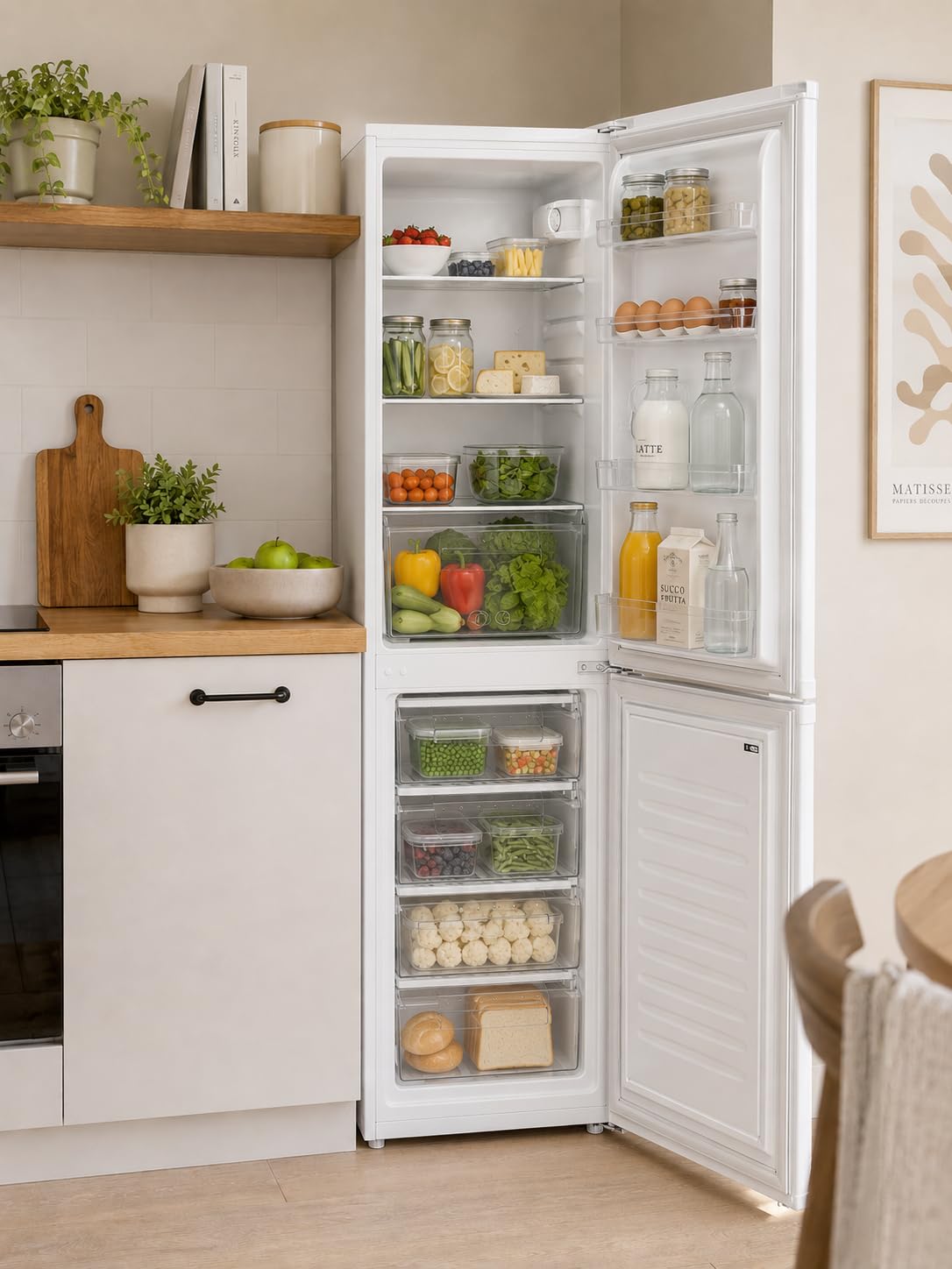CANDY Frigorifero Combinato, Libera Installazione, 207 L (138L Frigo + 69L Freezer), Statico, Classe E, Silenzioso 40 dB, Luce LED, Porta Reversibile, 151 x 55 x 58 cm, Bianco - CHCS 514EW