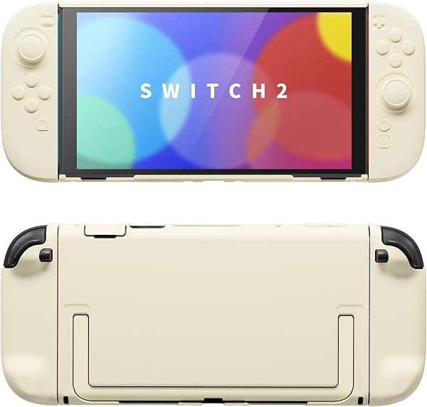 PlayVital Funda Protectora para Nintendo Switch 2 - Carcasa Rígida con Tapas para Joystick, Pegatina y Botones, Compatible con Dock, Antirayaduras y Antigolpes (Amarillo Antiguo) - 1