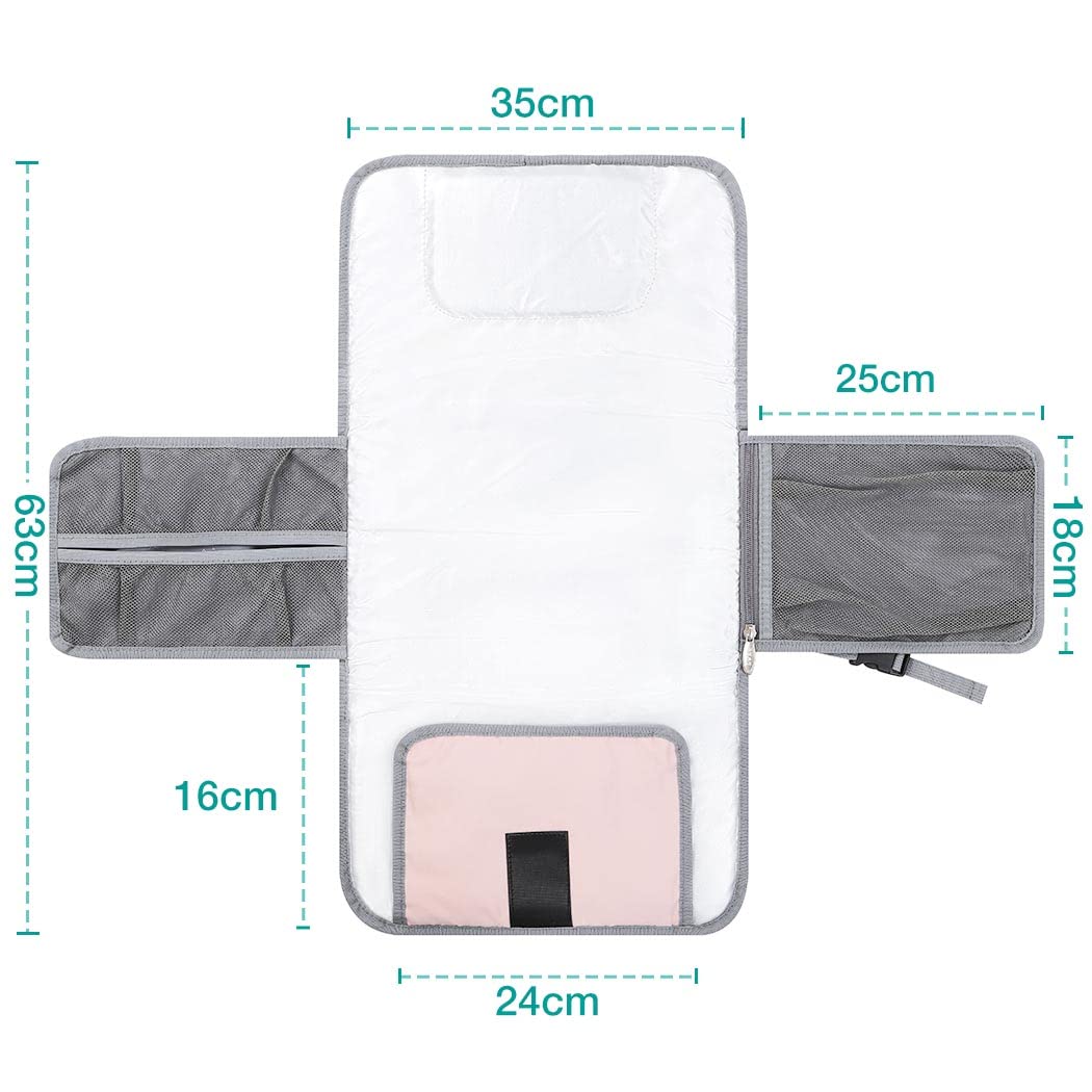 Lekebaby Pieghevole Fasciatoio da Viaggio Neonato Portatile con 3 Scomparti Borsa Pannolini Impermeabile Distributore Stoffe