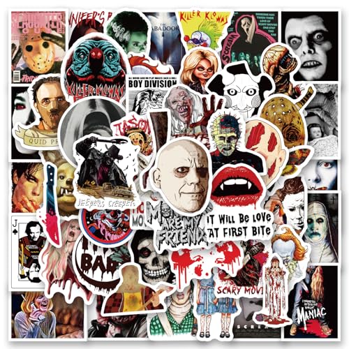 sxdaizjsym 300 Pcs Horror Stickers Horror Gifts Horror Movie Stickers Horror Decor Scary Movie Gifts Spooky Gifts Supernatural Halloween Stickers for Water Bottle Laptop Phone Skateboard