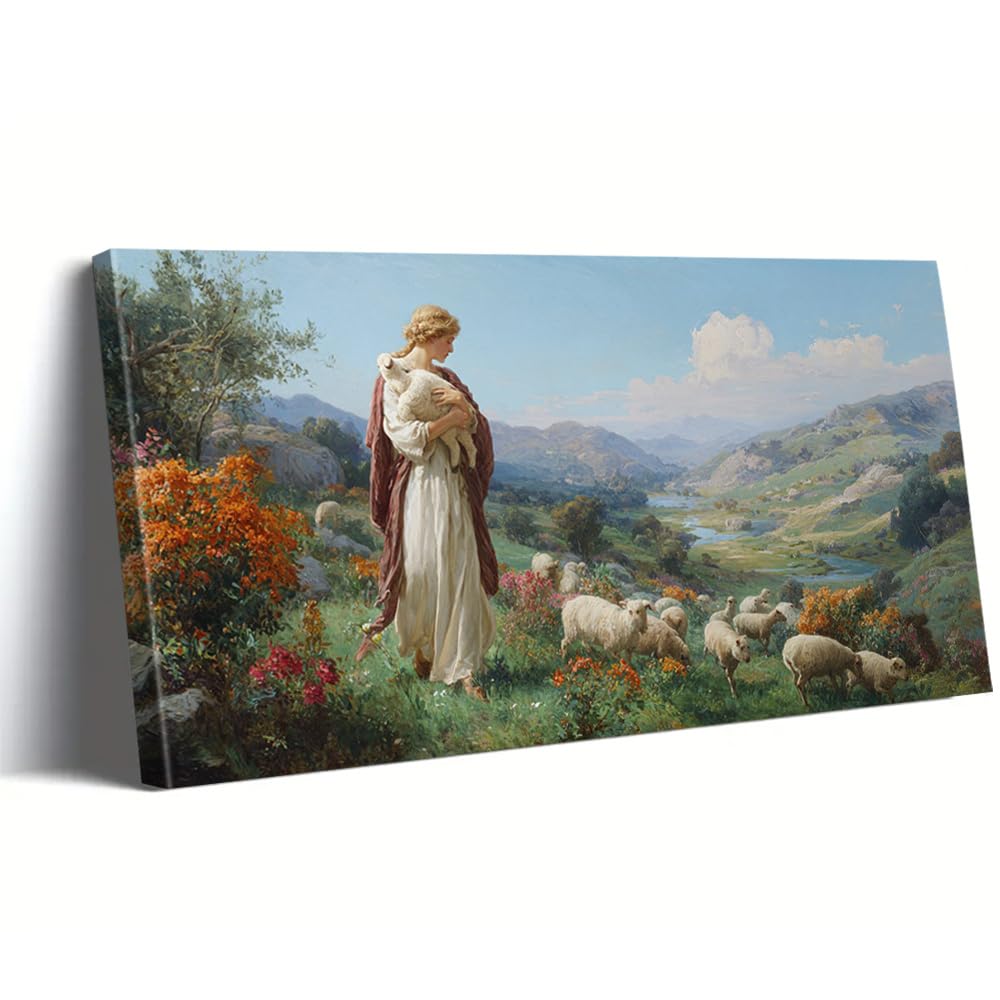 AEFOUU Rural Life Wall Art Canvas Paintings Wall Decor, Serene Landscape Art Prints Modern Artwork Poster Pictures Home Decor(80x160cm/32x63in/Frameless)