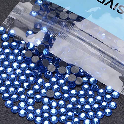 Image of 3000 Pieces Hot Fix Glass Flatback Rhinestones HotFix Round Crystal Gems (Light Sapphire, SS10)